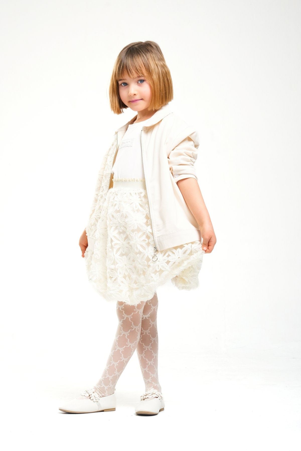 4-8 Yaş Royal Pearl Kız Çocuk Takım-Latte