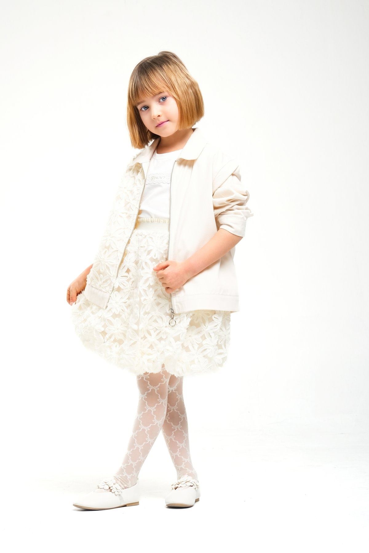 4-8 Yaş Royal Pearl Kız Çocuk Takım-Latte