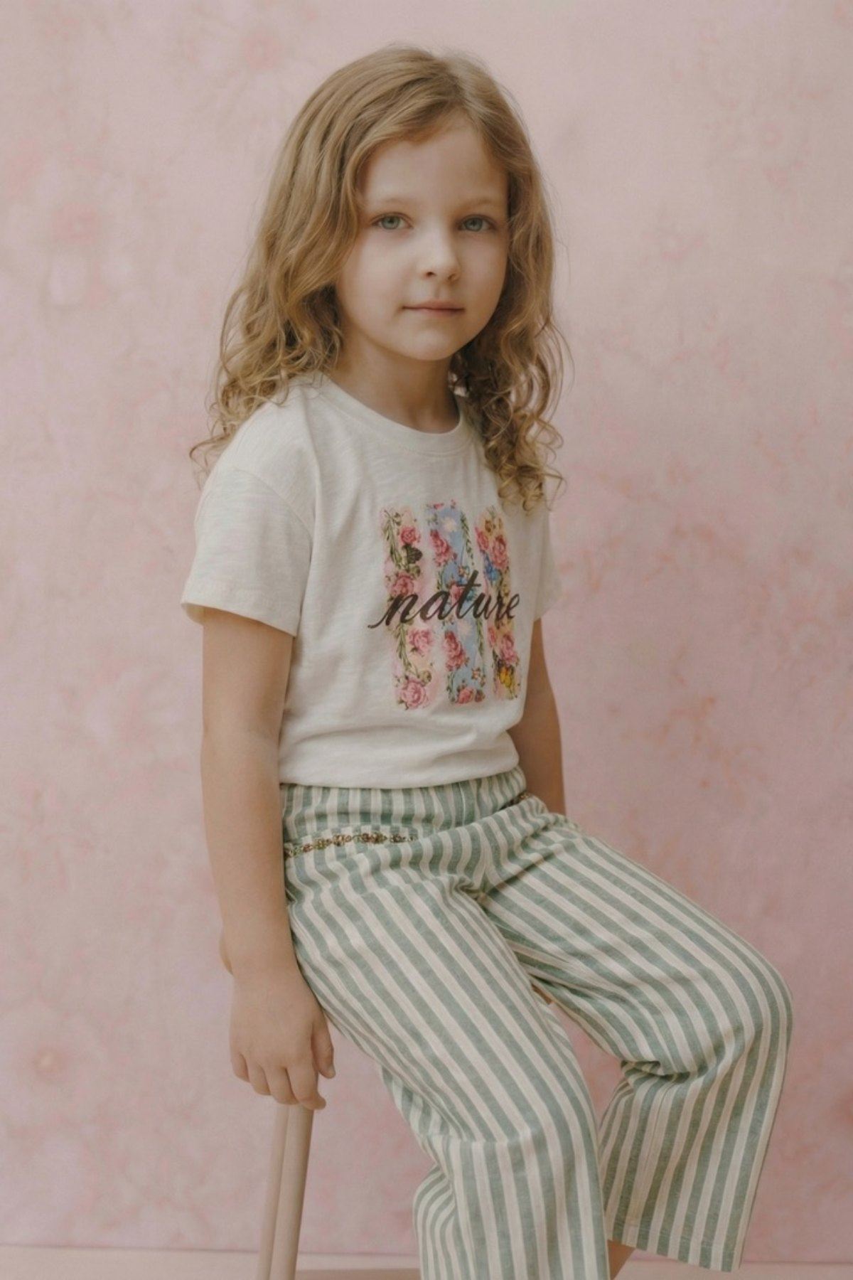 4-8 Yaş Garden Nature Kız Çocuk Takım-Ekru