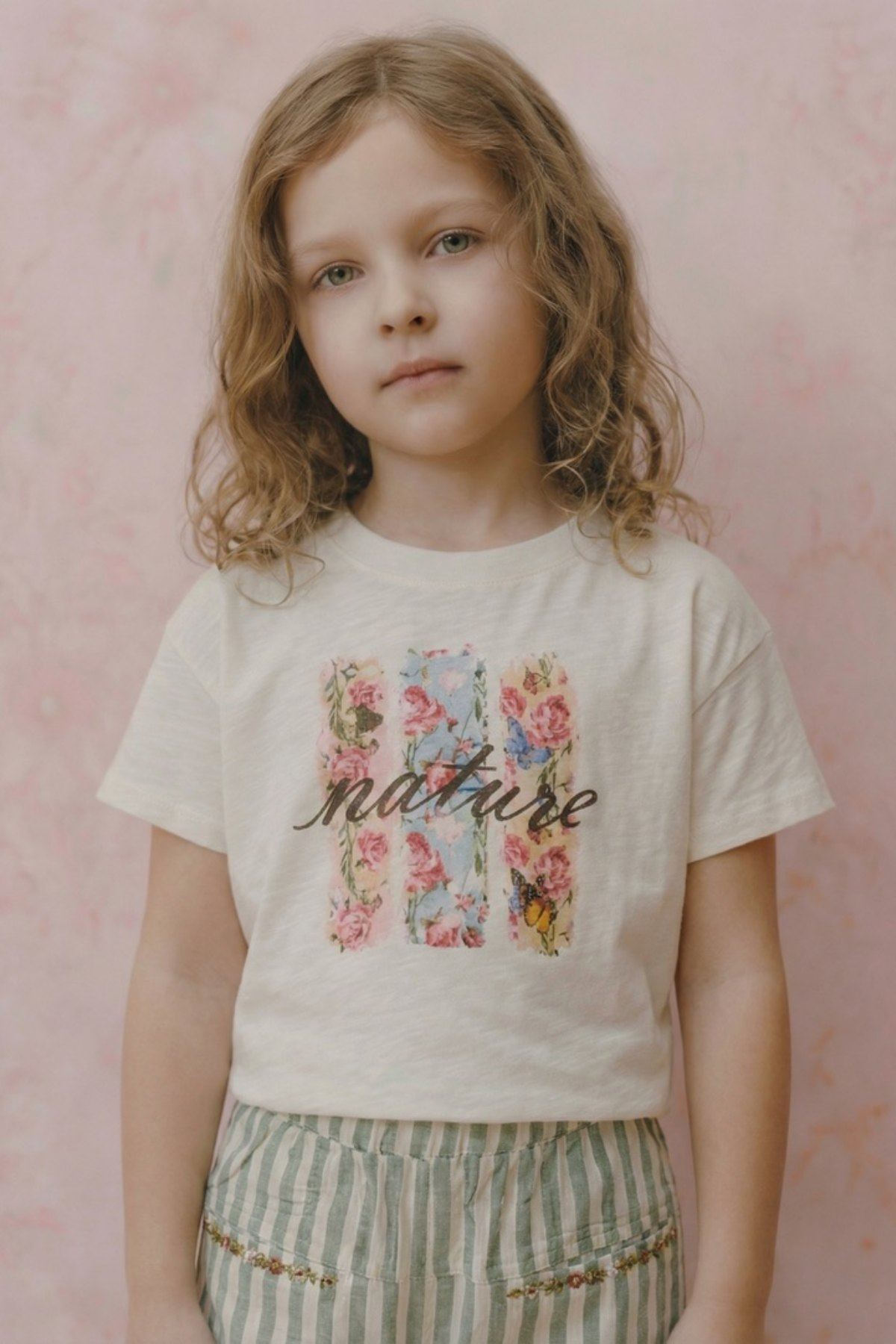 4-8 Yaş Garden Nature Kız Çocuk Takım-Ekru