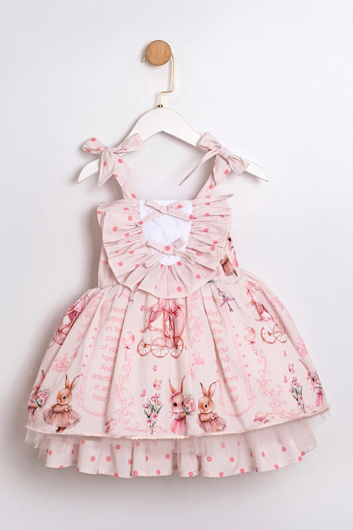 2-5 Yaş Angel Prime Kız Çocuk Elbise-Pudra