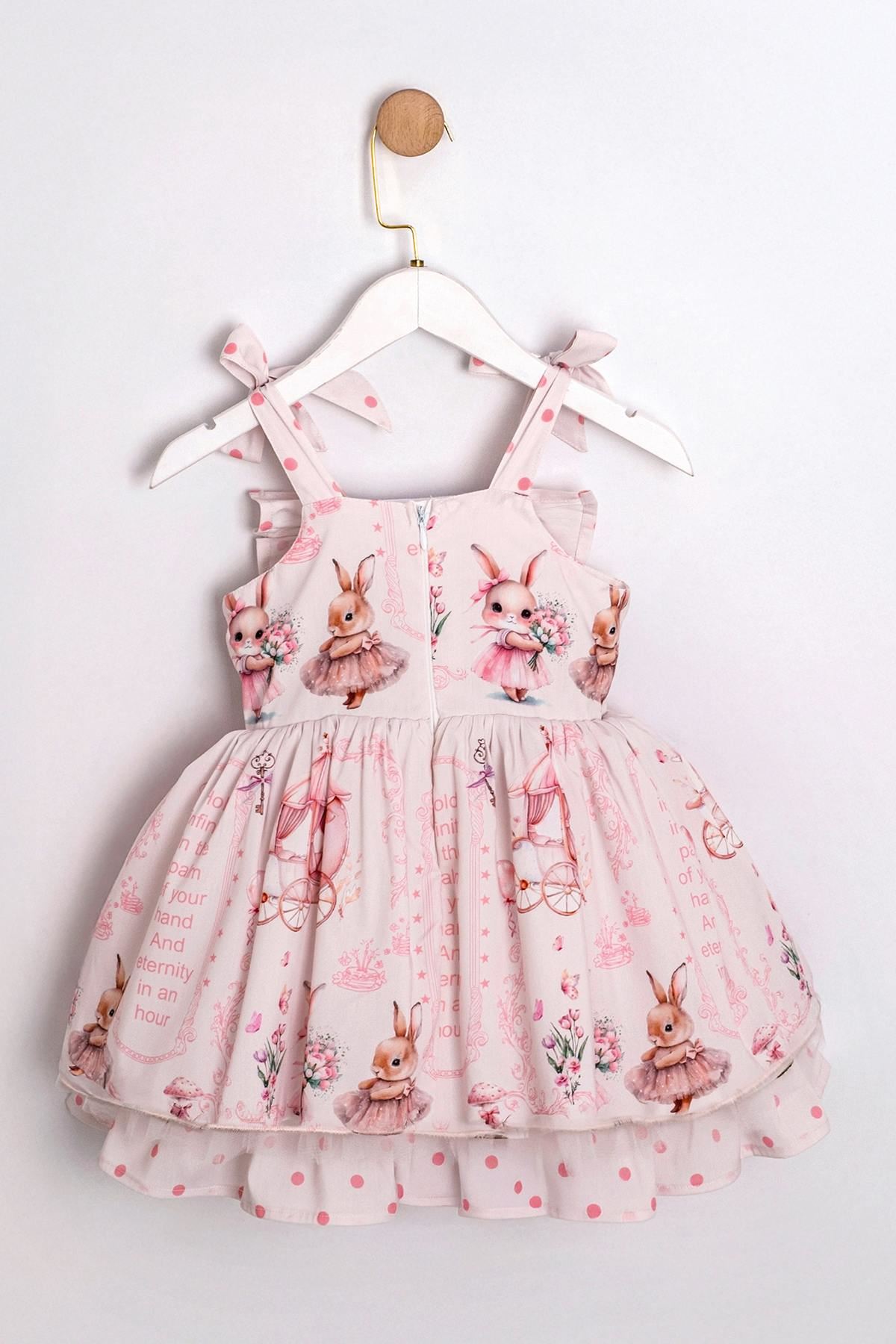 2-5 Yaş Angel Prime Kız Çocuk Elbise-Pudra