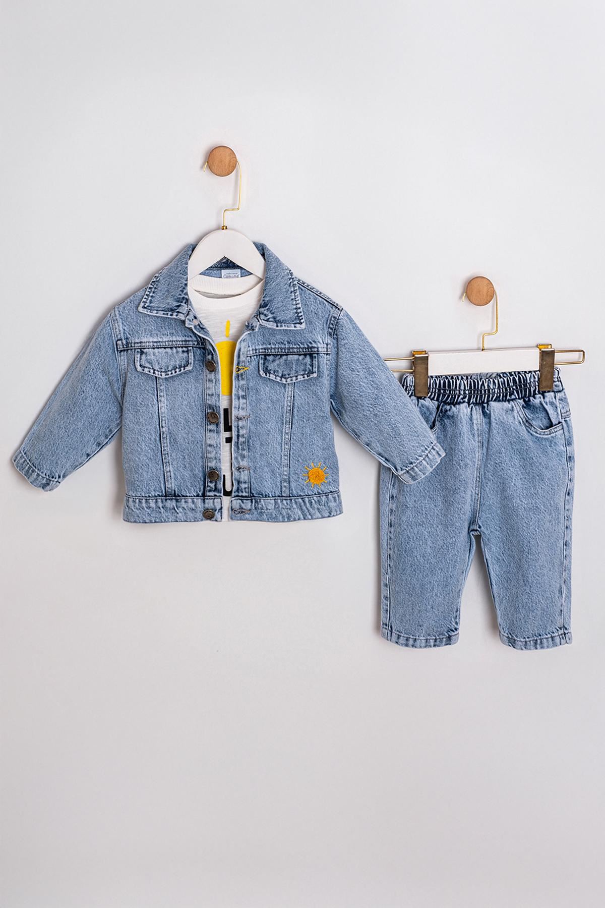 9-24 Aylık Bunny Boy Erkek Bebek 3'Lü Takım-Mavi