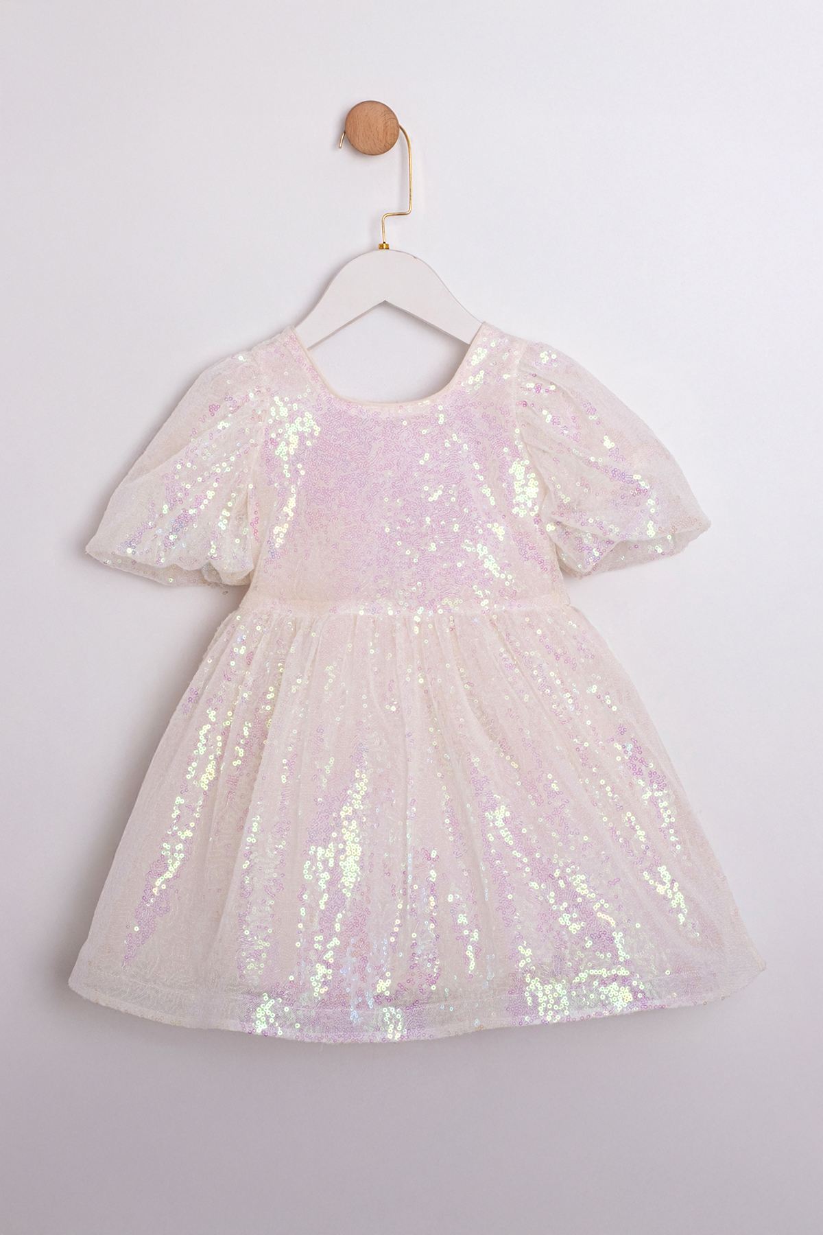 2-5 Yaş Cuddless Set Kız Çocuk Elbise-Ekru