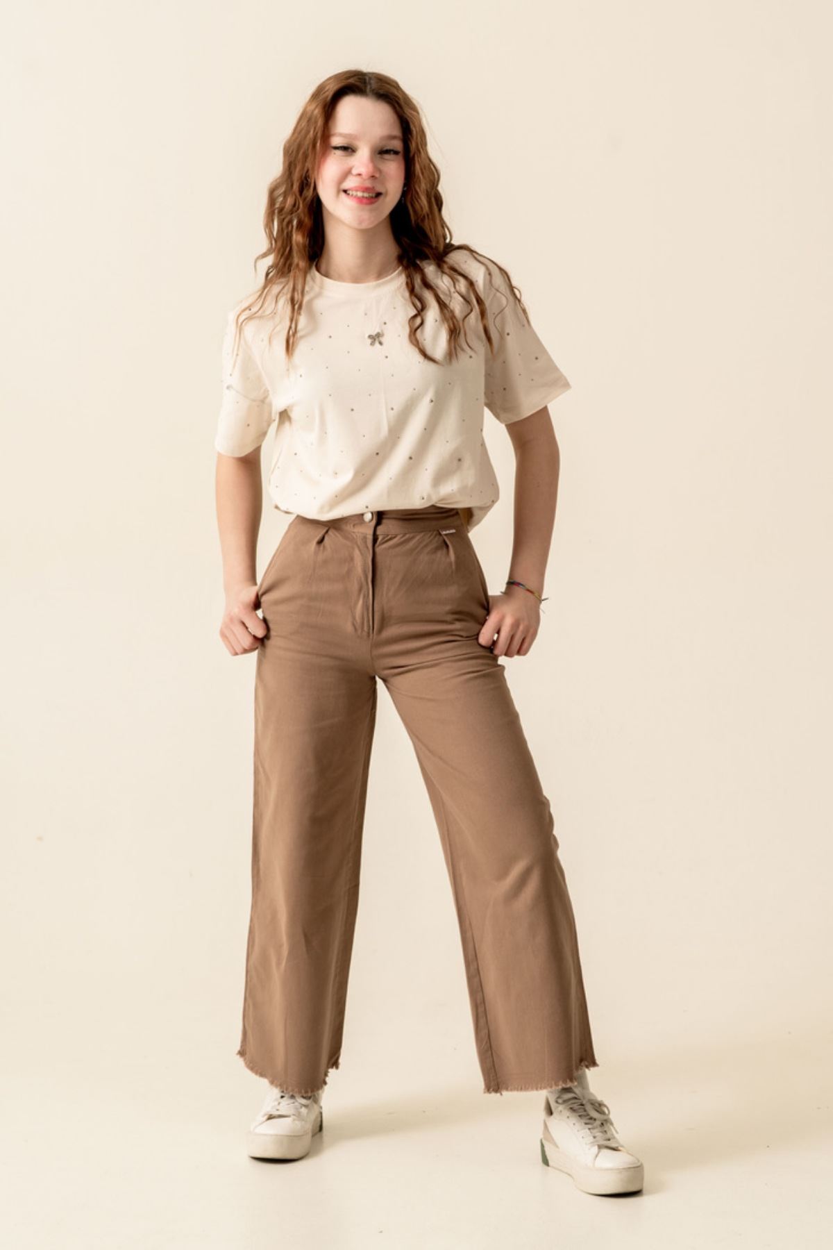 9-15 Yaş The Best Magic Premium Kız Çocuk T-Shırt -Krem