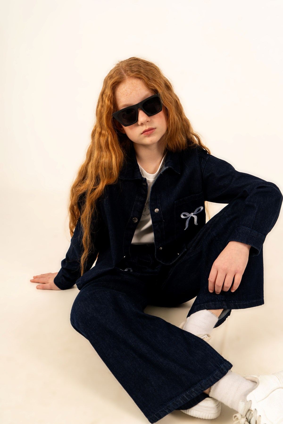 4-14 Yaş Bloom Ribbon Kız Çocuk Takım-İndigo