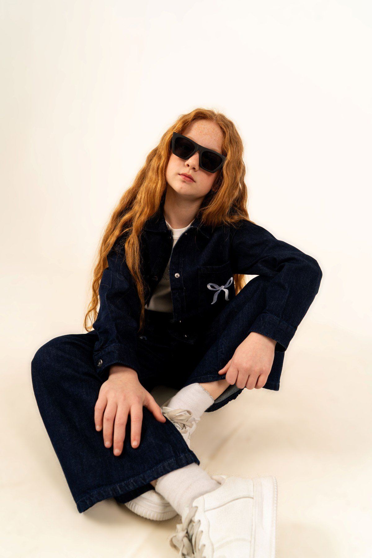 4-14 Yaş Bloom Ribbon Kız Çocuk Takım-İndigo