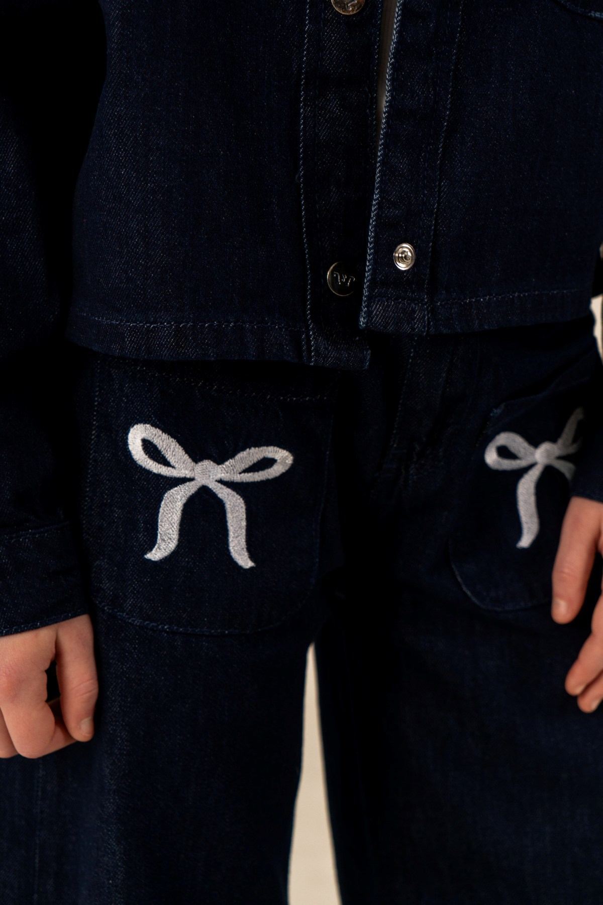 4-14 Yaş Bloom Ribbon Kız Çocuk Takım-İndigo