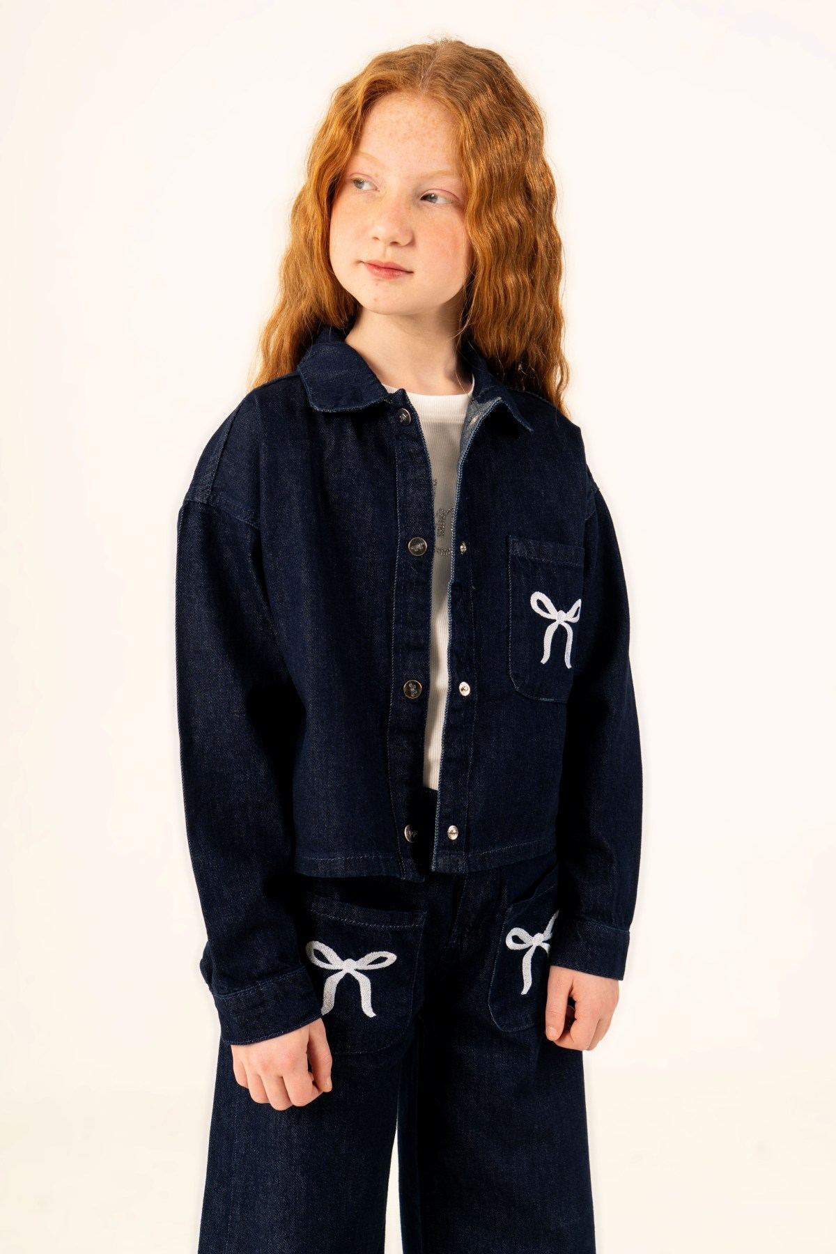 4-14 Yaş Bloom Ribbon Kız Çocuk Takım-İndigo