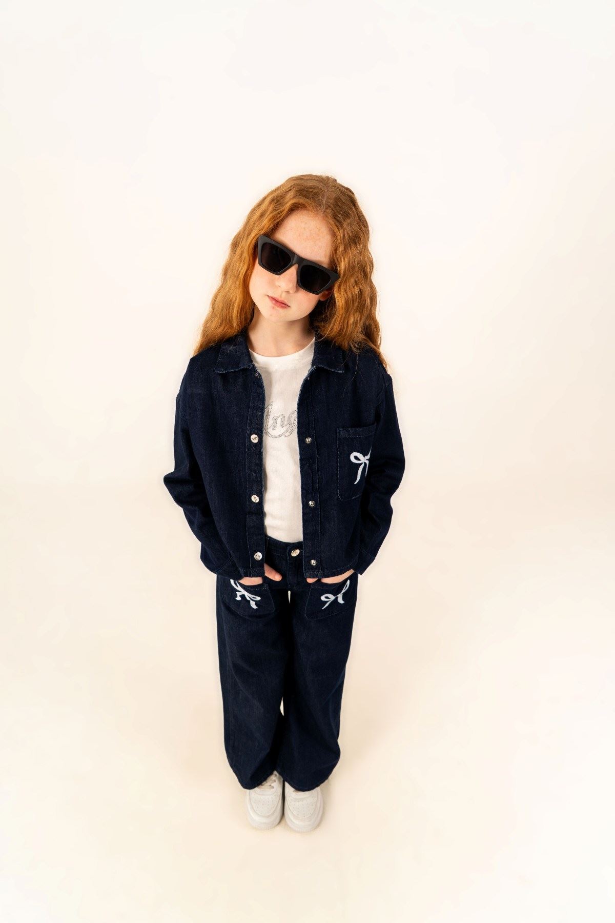 4-14 Yaş Bloom Ribbon Kız Çocuk Takım-İndigo