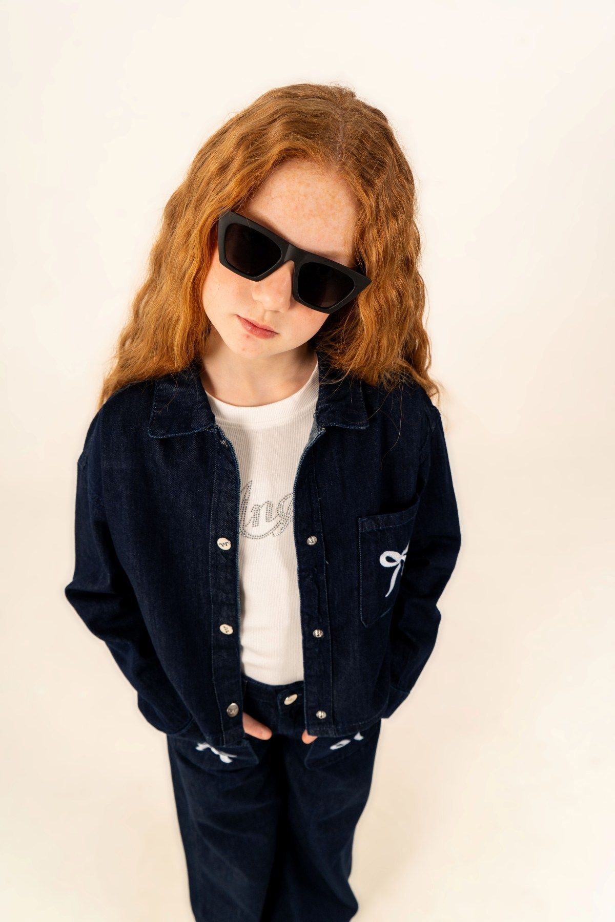 4-14 Yaş Bloom Ribbon Kız Çocuk Takım-İndigo