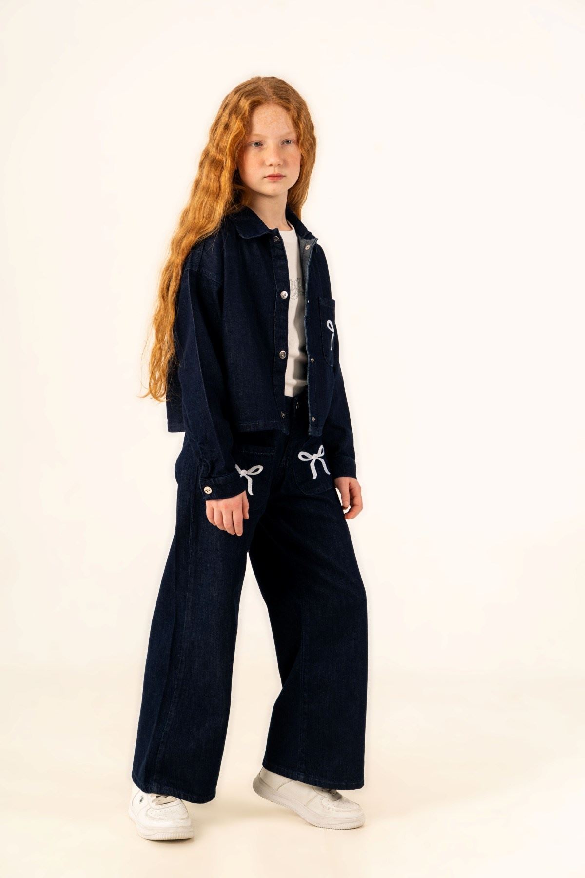 4-14 Yaş Bloom Ribbon Kız Çocuk Takım-İndigo