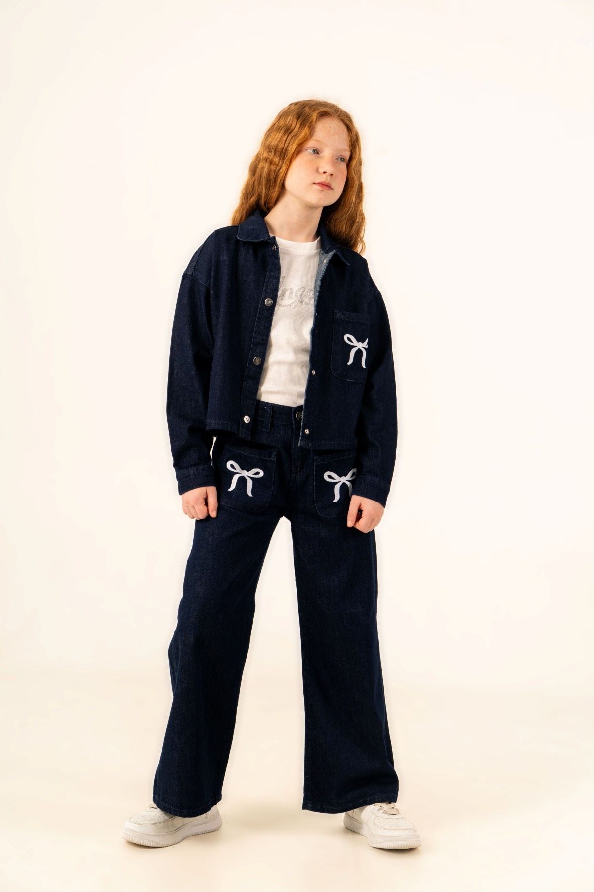 4-14 Yaş Bloom Ribbon Kız Çocuk Takım-İndigo