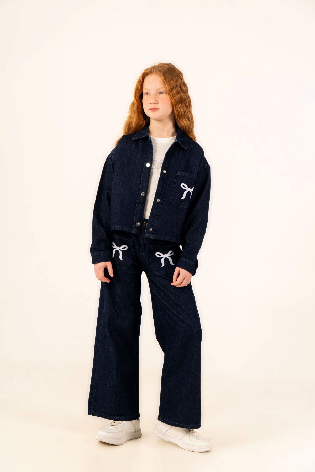 4-14 Yaş Bloom Ribbon Kız Çocuk Takım-İndigo