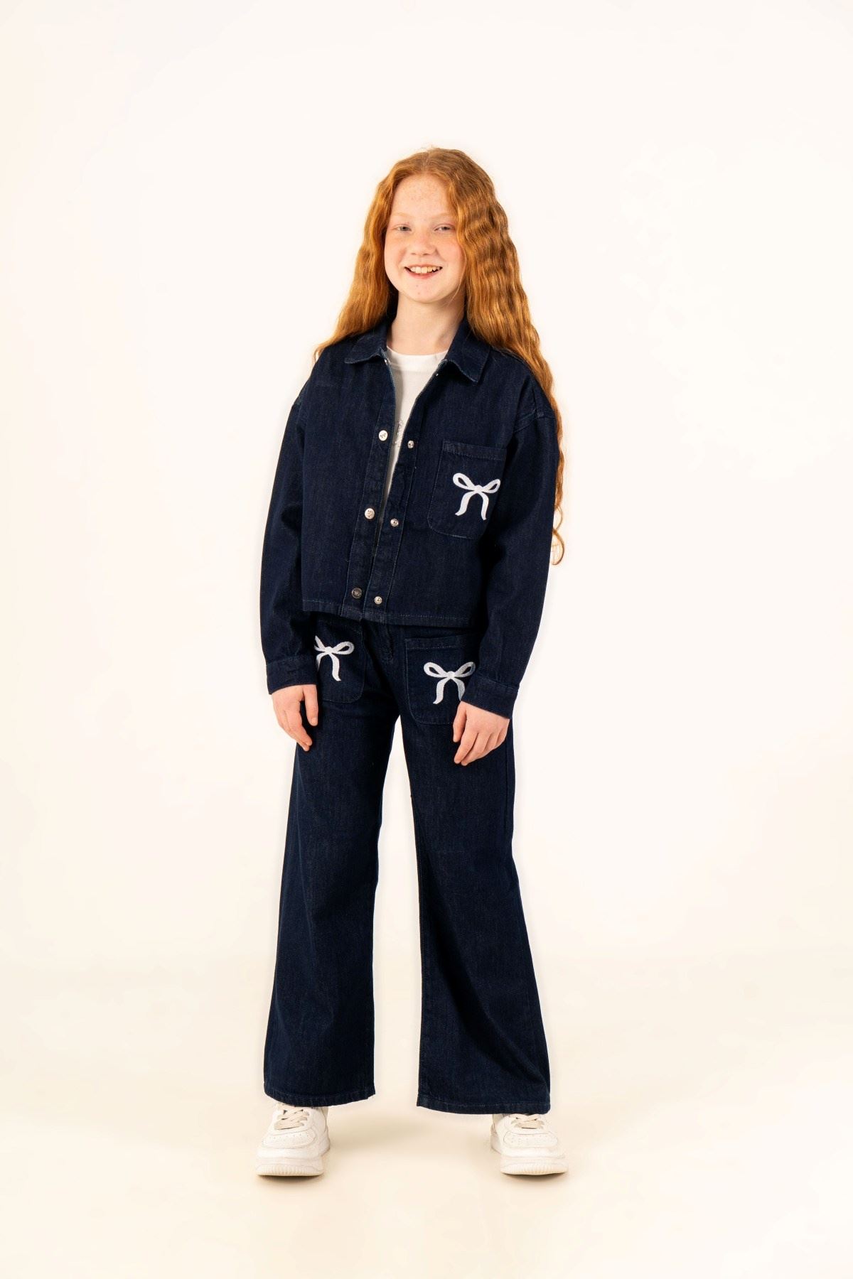 4-14 Yaş Bloom Ribbon Kız Çocuk Takım-İndigo