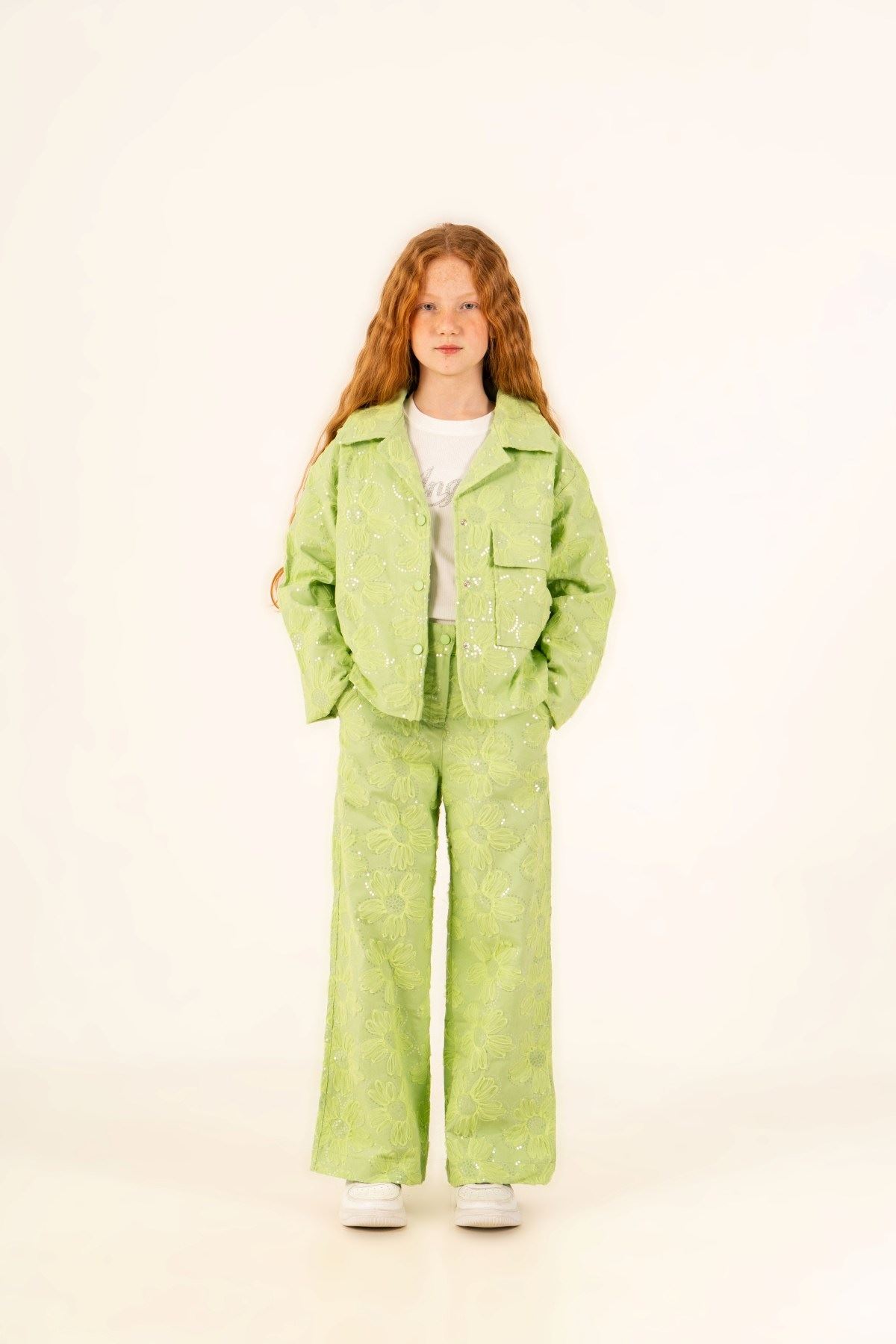 5-14 Yaş Premium Dolce Kız Çocuk 3'Lü Takım-Fıstık yeşili