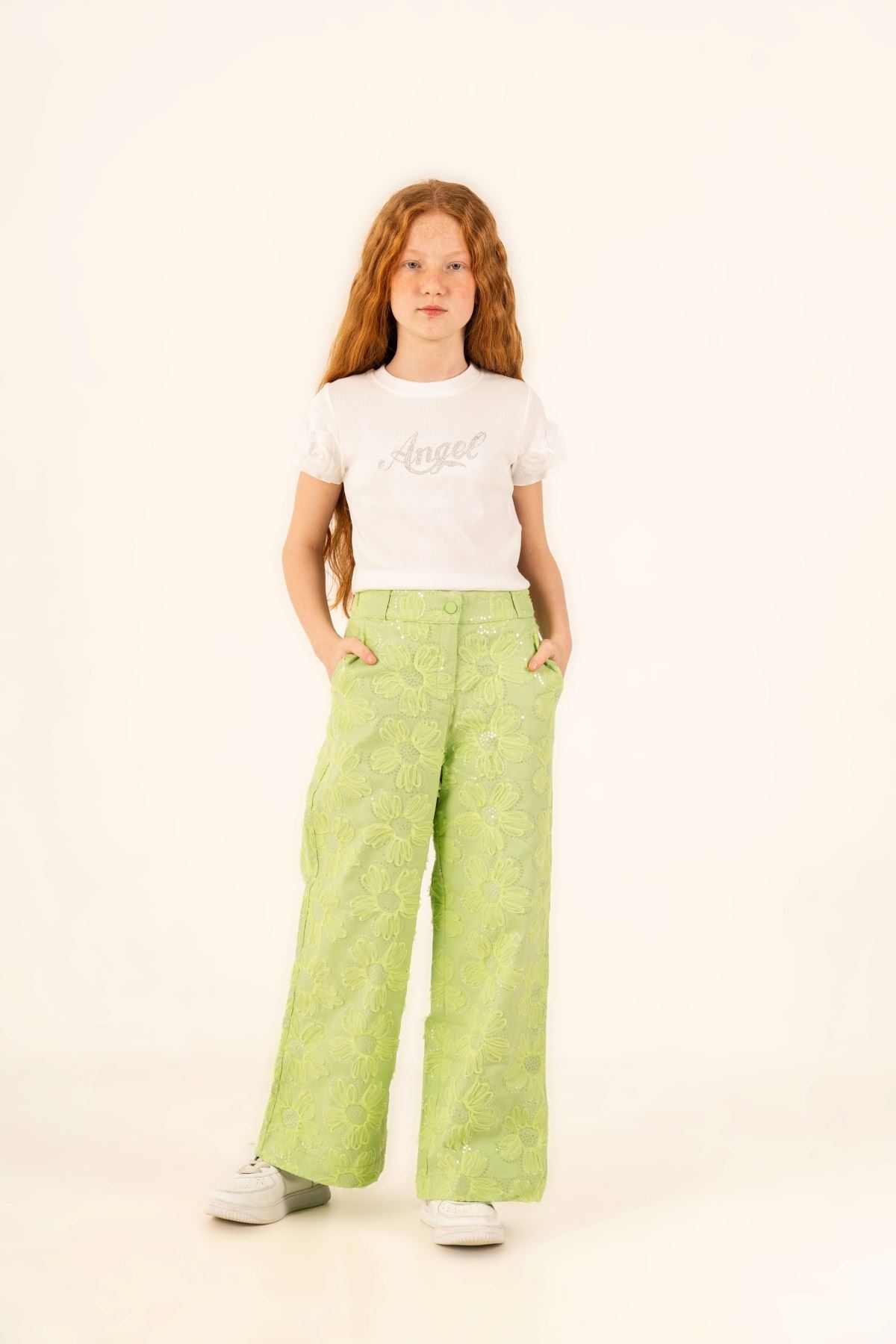 5-14 Yaş Premium Dolce Kız Çocuk 3'Lü Takım-Fıstık yeşili