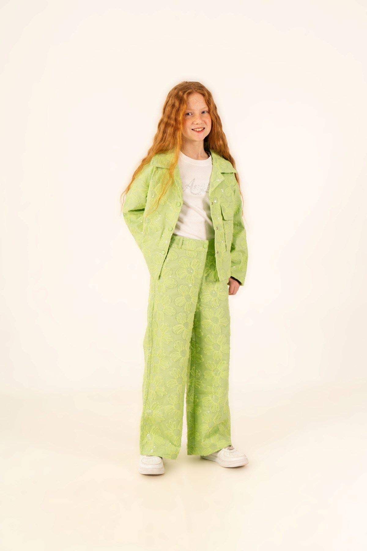 5-14 Yaş Premium Dolce Kız Çocuk 3'Lü Takım-Fıstık yeşili