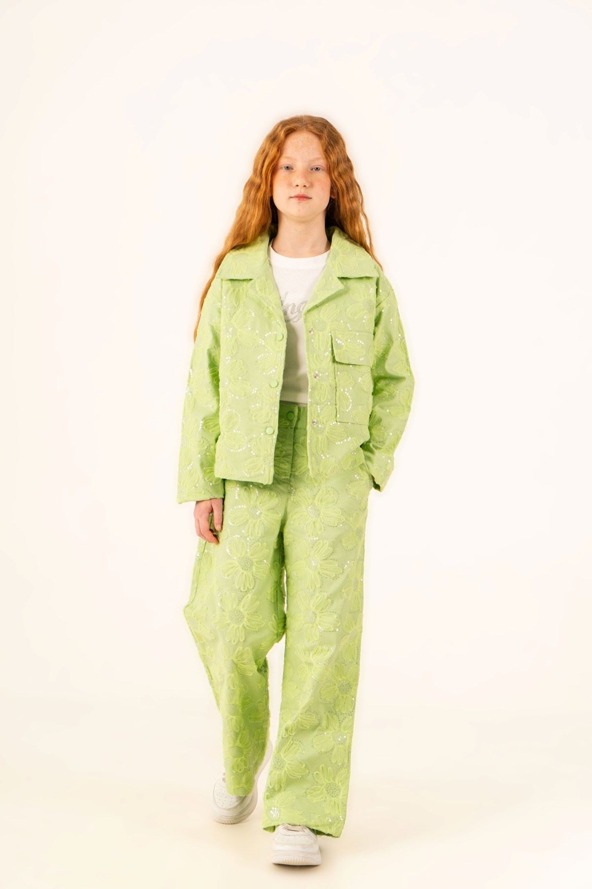 5-14 Yaş Premium Dolce Kız Çocuk 3'Lü Takım-Fıstık yeşili