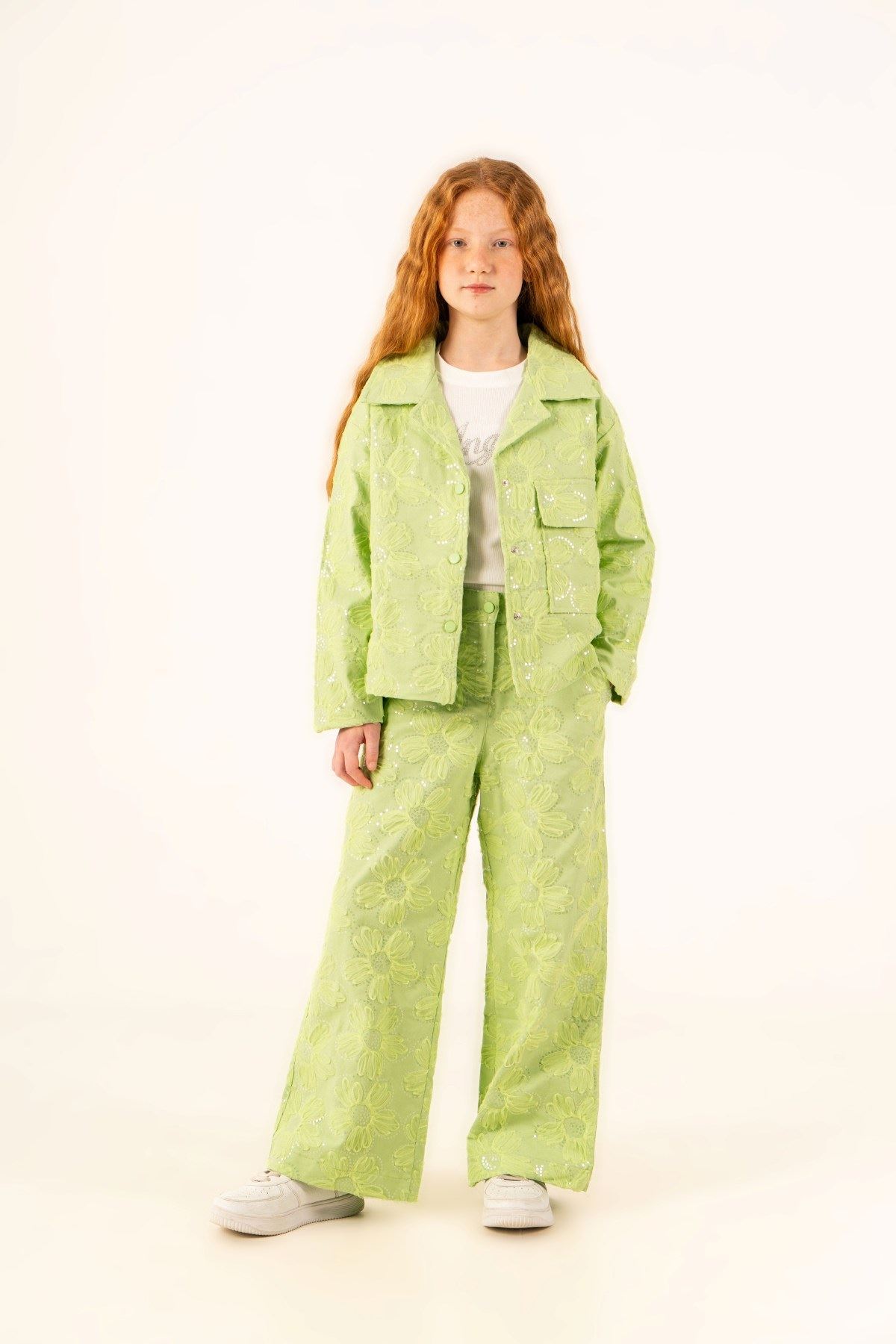 5-14 Yaş Premium Dolce Kız Çocuk 3'Lü Takım-Fıstık yeşili