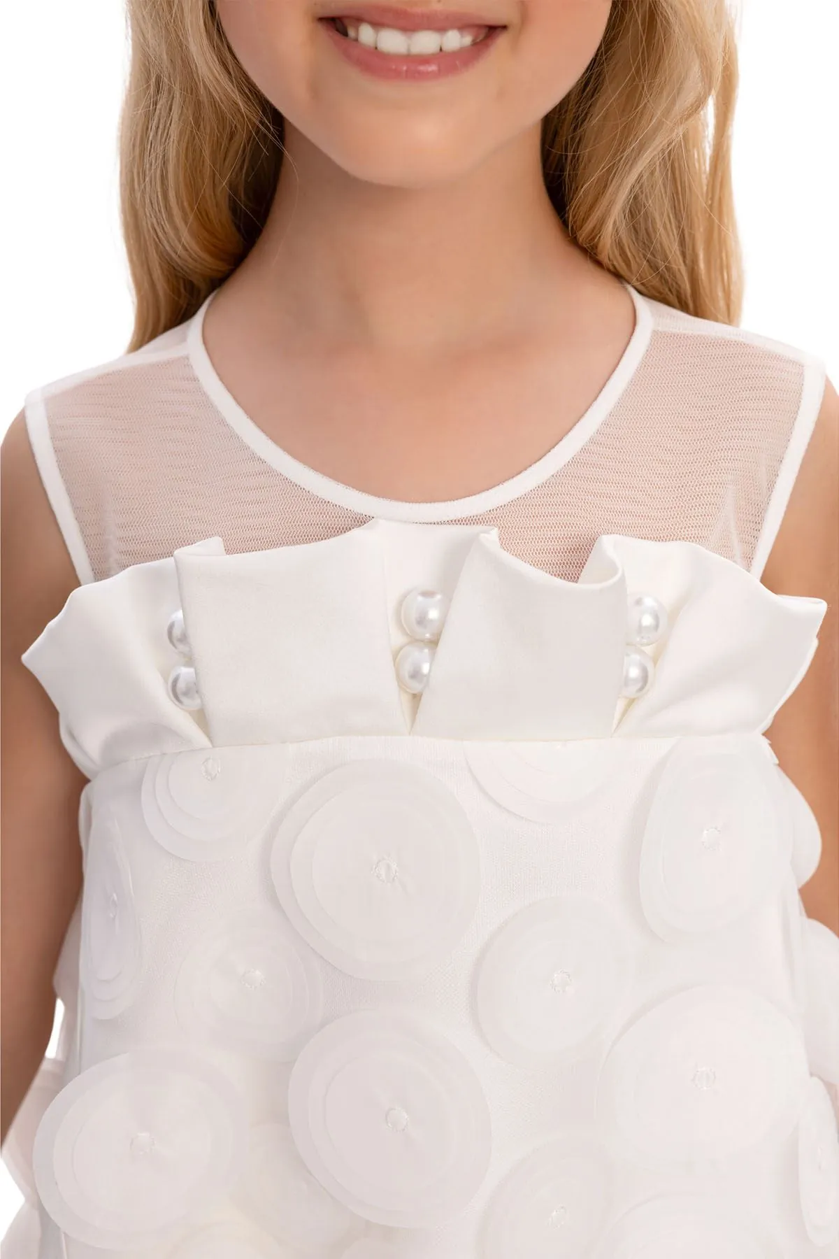 3-7 Yaş Guetase Drees Kız Çocuk Elbise-Ekru