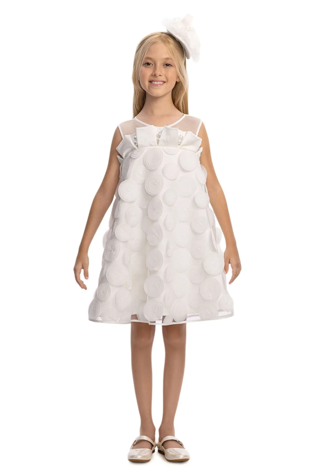 3-7 Yaş Guetase Drees Kız Çocuk Elbise-Ekru