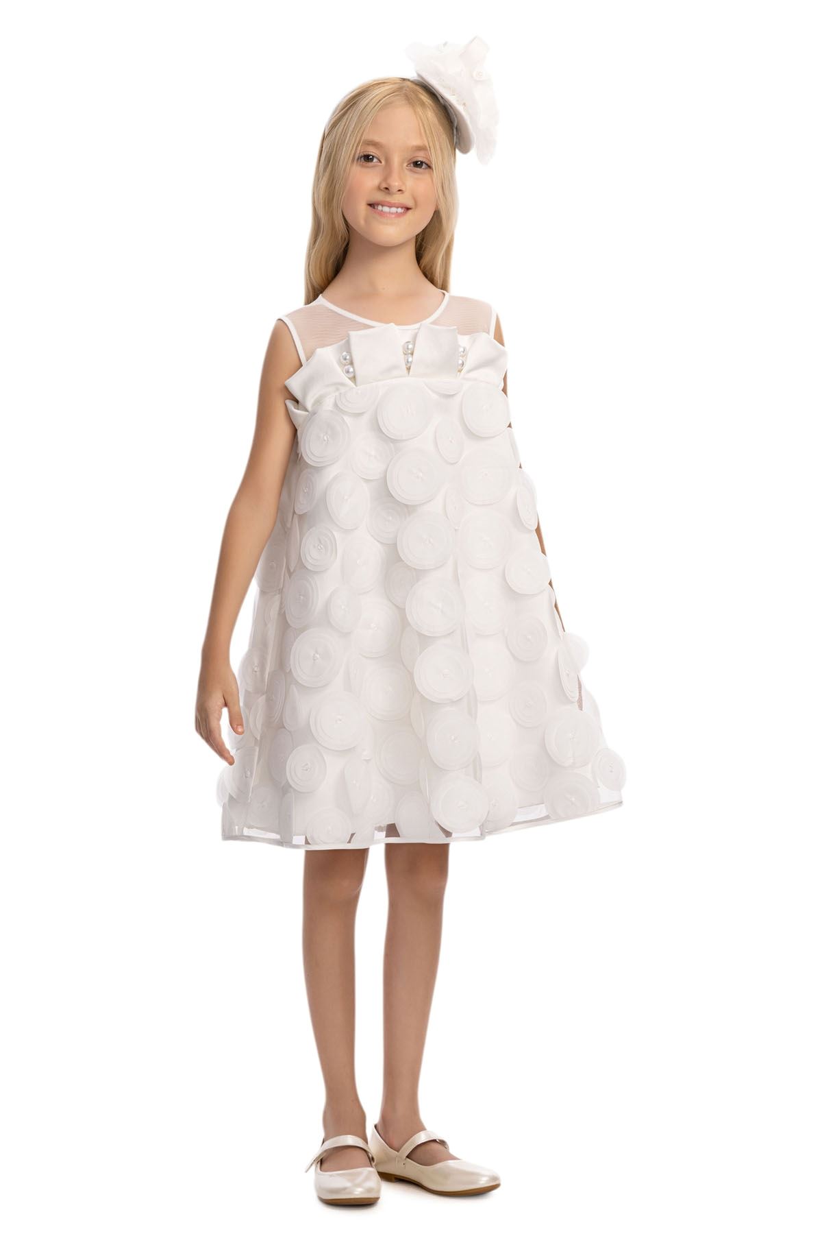 3-7 Yaş Guetase Drees Kız Çocuk Elbise-Ekru