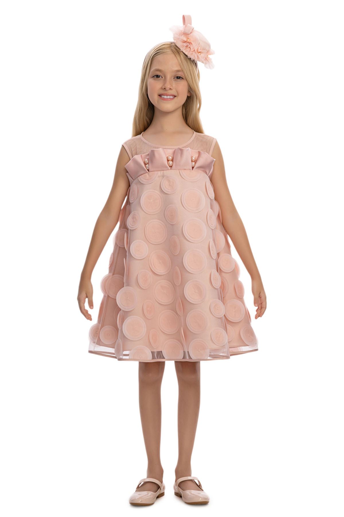 3-7 Yaş Guetase Drees Kız Çocuk Elbise-Pudra