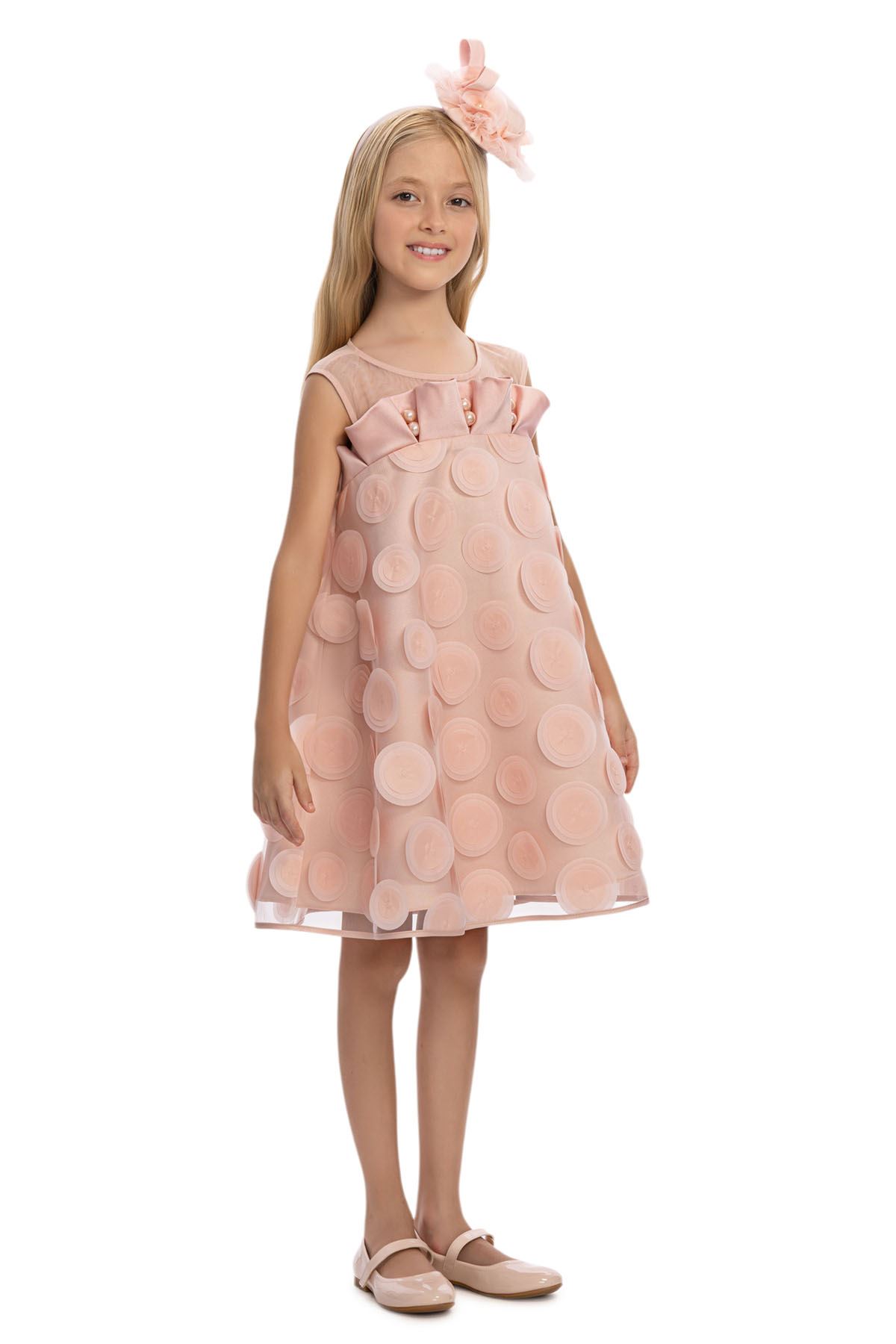 3-7 Yaş Guetase Drees Kız Çocuk Elbise-Pudra