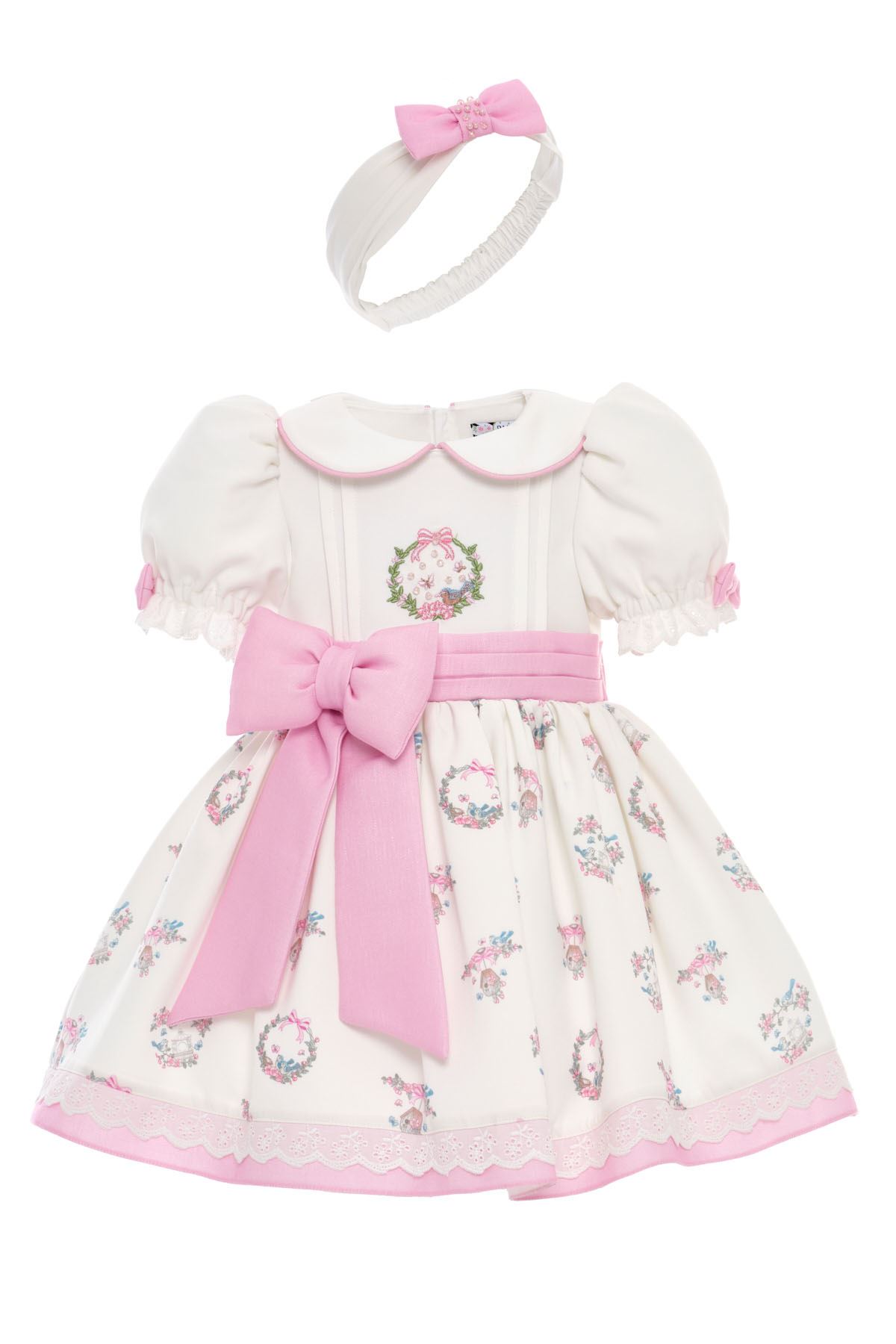 6-24 Aylık Madam London Kız Bebek Elbise-Ekru