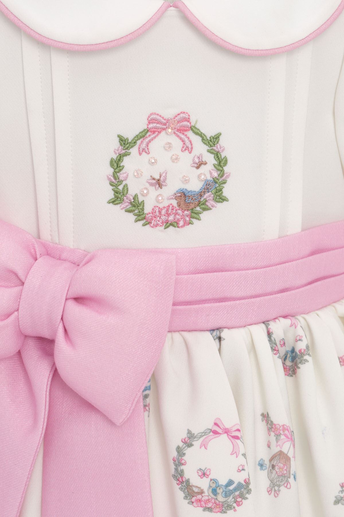 6-24 Aylık Madam London Kız Bebek Elbise-Ekru