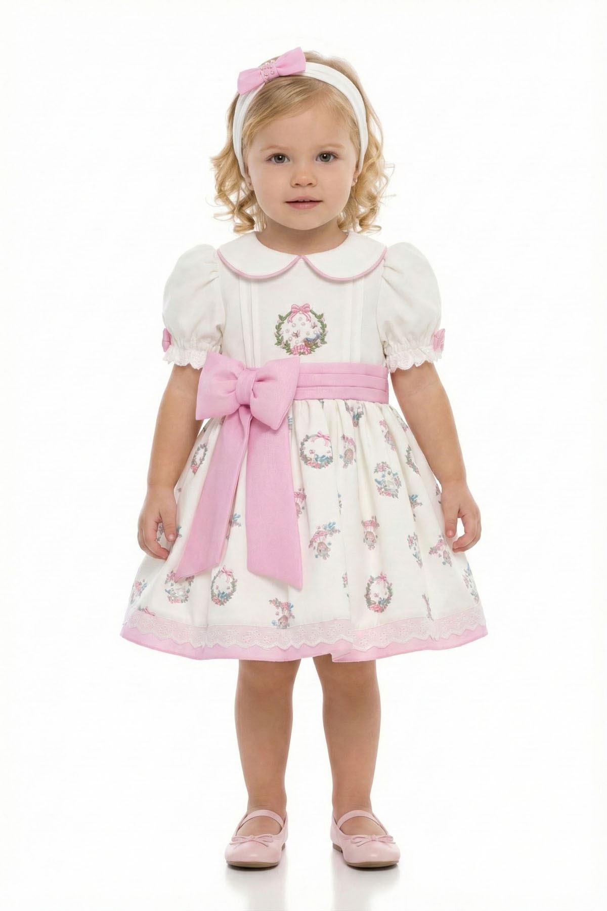 6-24 Aylık Madam London Kız Bebek Elbise-Ekru