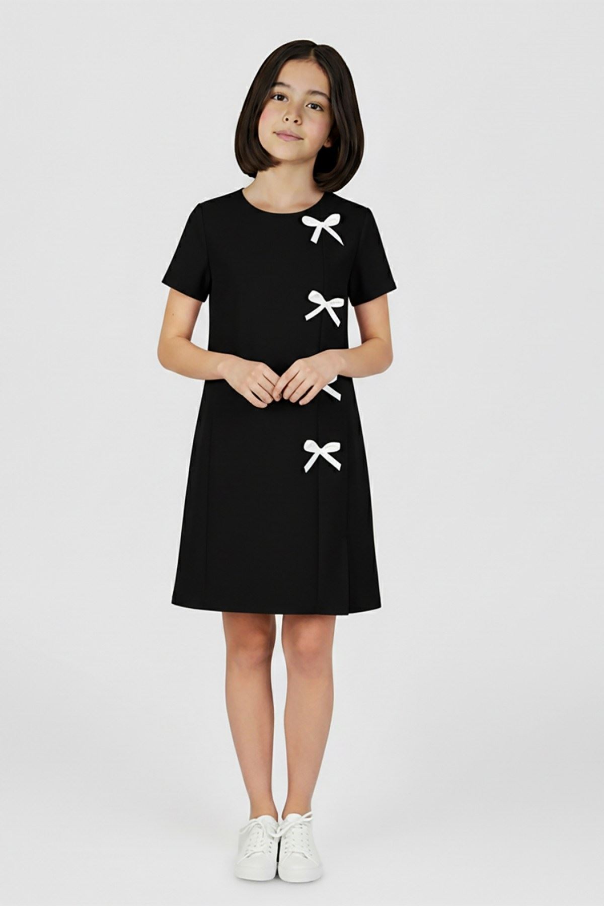9-14 Yaş Aria Quinn Kız Çocuk Elbise-Siyah