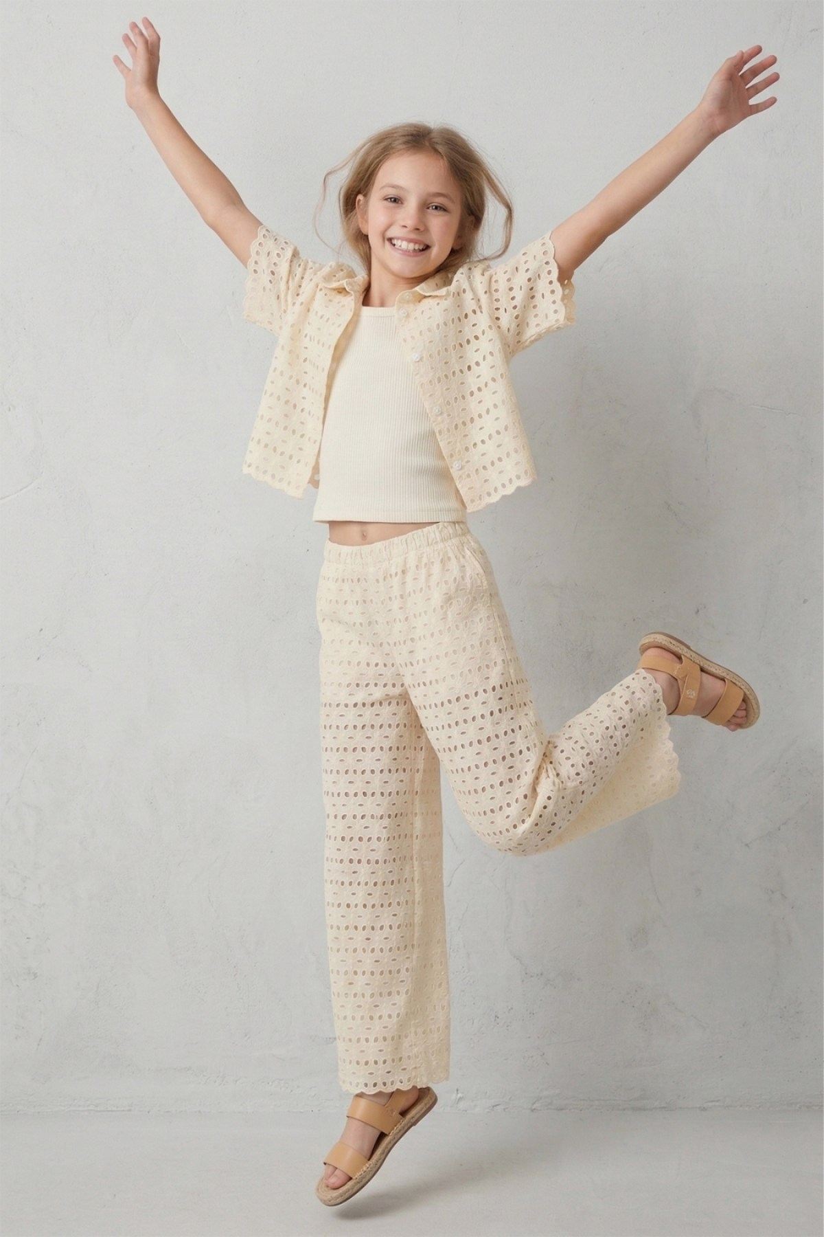 9-14 Yaş Lily Bell Kız Çocuk Takım-Bej