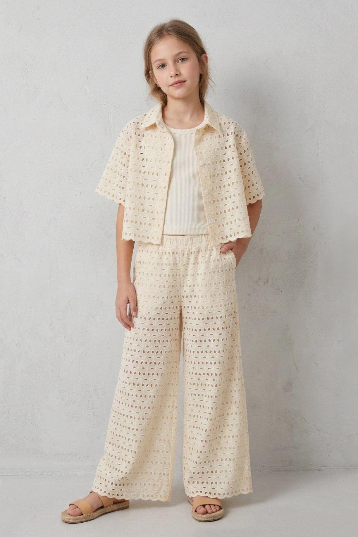 9-14 Yaş Lily Bell Kız Çocuk Takım-Bej