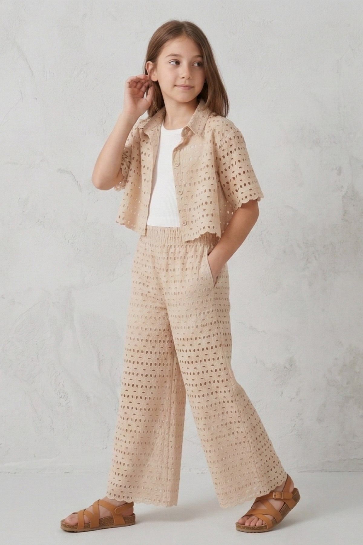 9-14 Yaş Lily Bell Kız Çocuk Takım-Latte