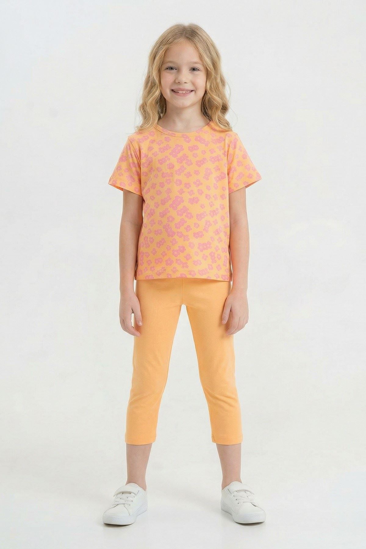 6-9 Yaş New Daisy Relaxe  Kız Çocuk Takım-Oranj