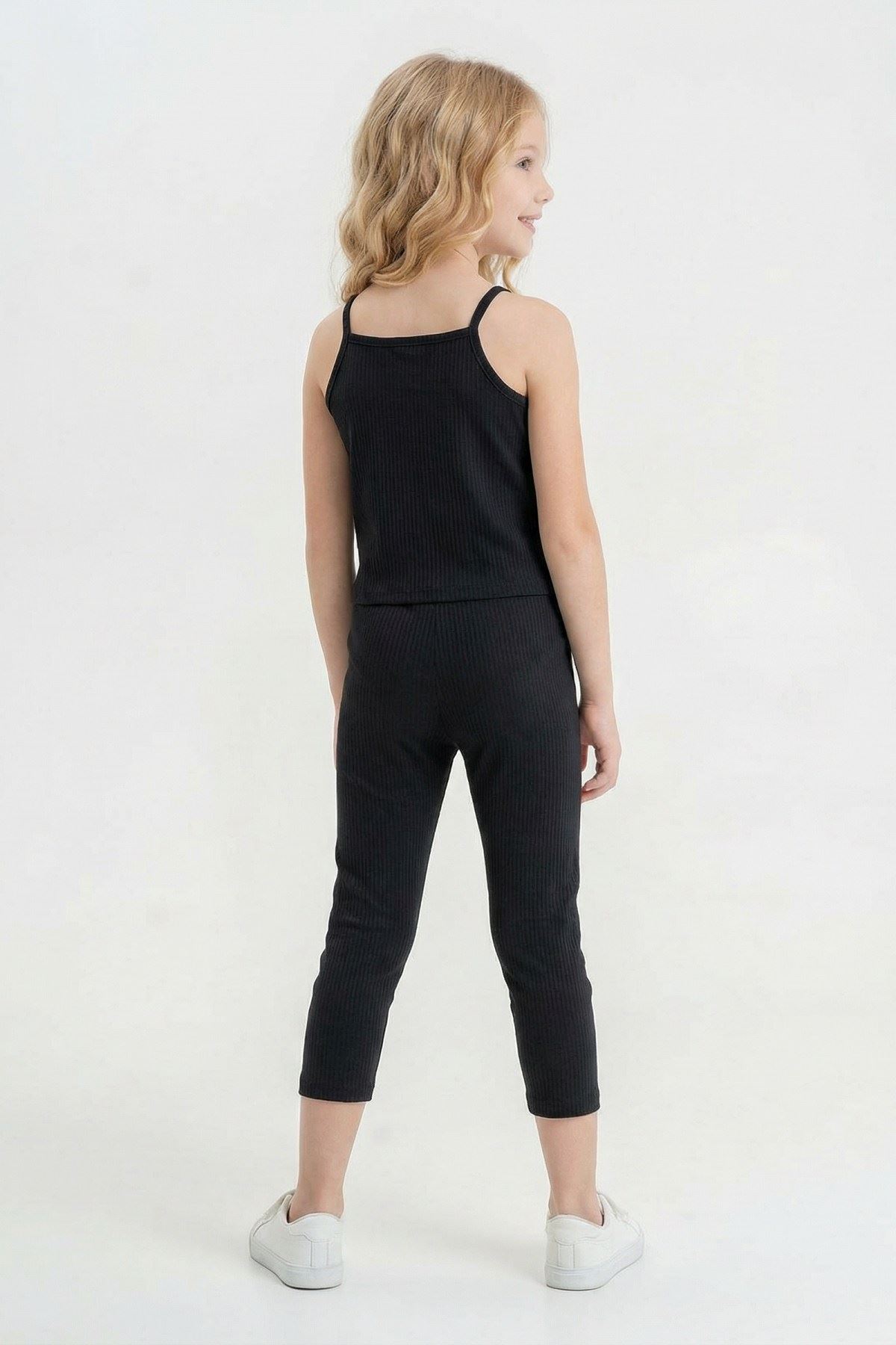 6-9 Yaş Sporlife Tennis Kız Çocuk Taytlı Takım -Siyah-