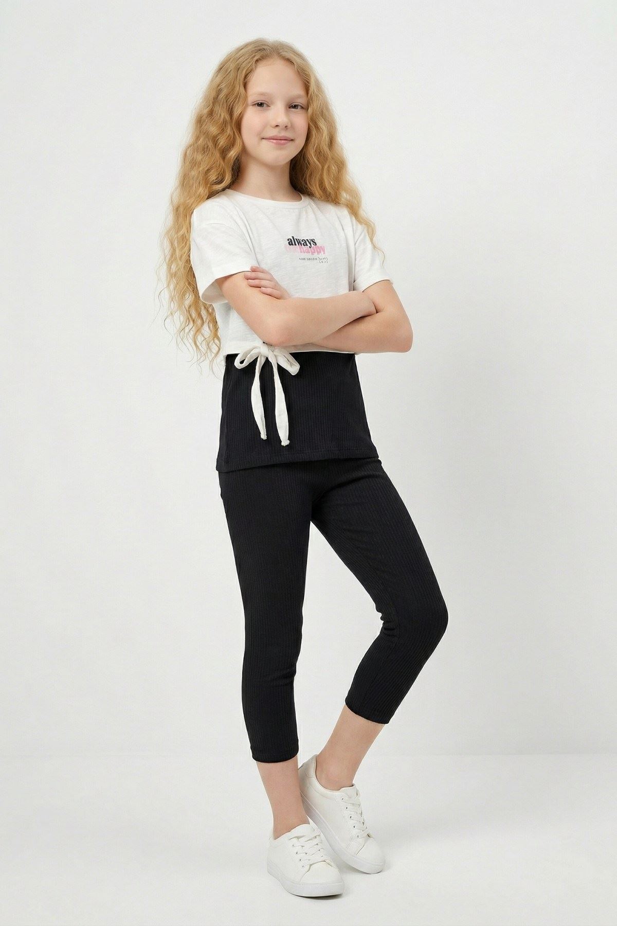 10-13 Yaş Sportive Girls Cooles Kız Çocuk 3'Lü Takım-Ekru