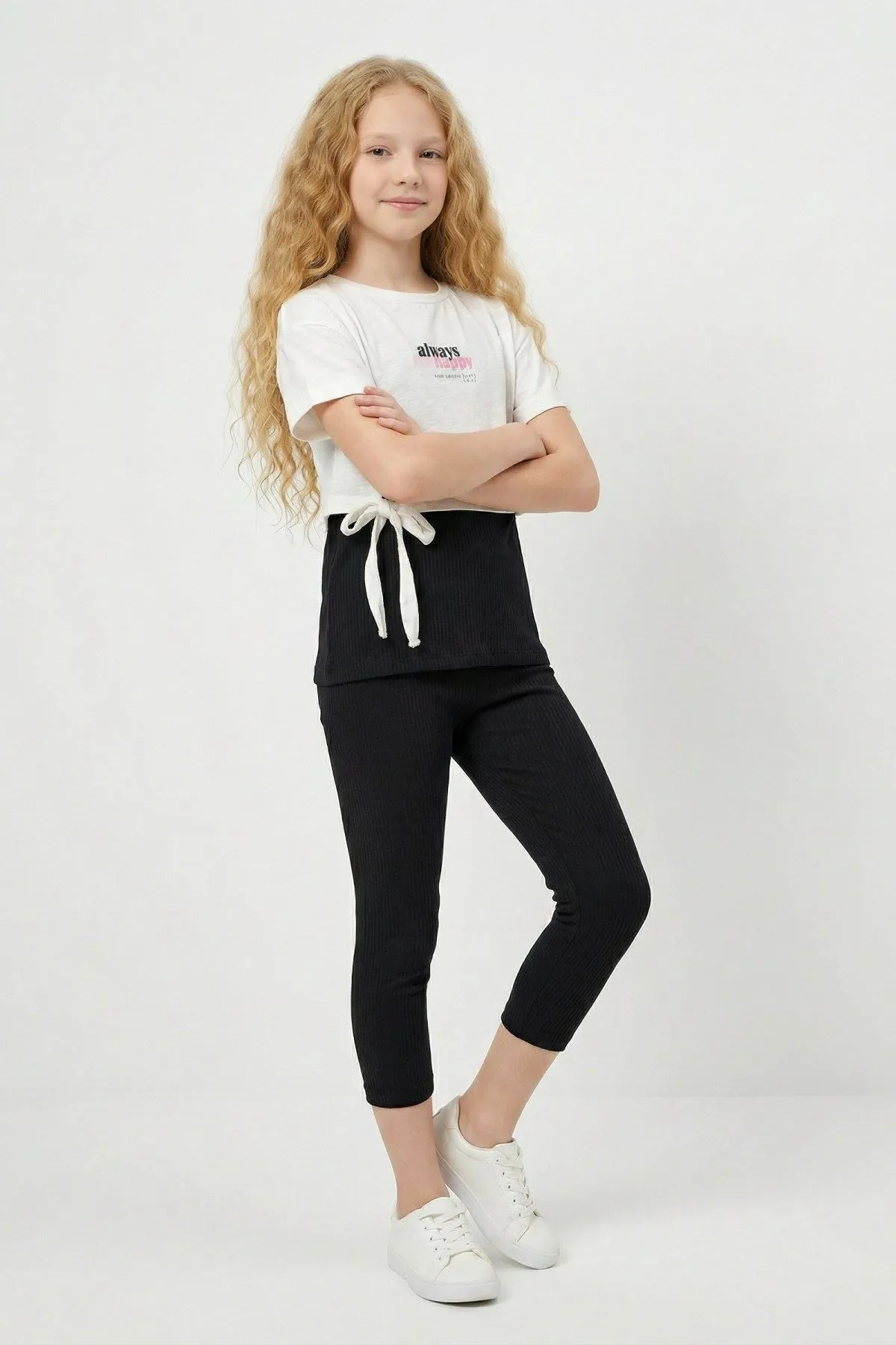 10-13 Yaş Sportive Girls Cooles Kız Çocuk 3'Lü Takım-Ekru