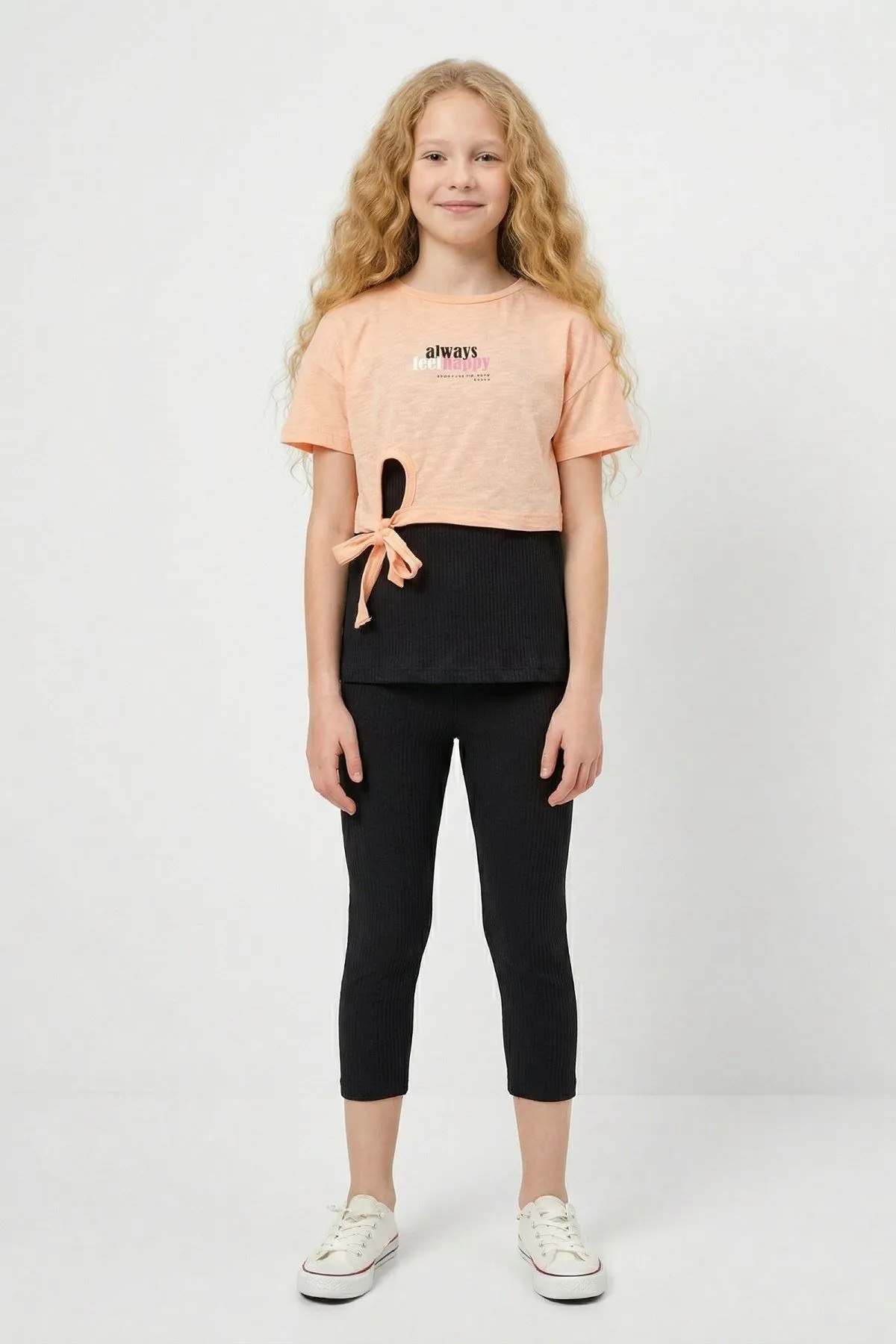 10-13 Yaş Sportive Girls Cooles Kız Çocuk 3'Lü Takım-Oranj