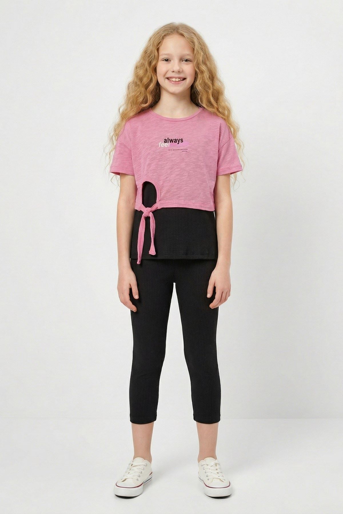 10-13 Yaş Sportive Girls Cooles Kız Çocuk 3'Lü Takım-Pembe
