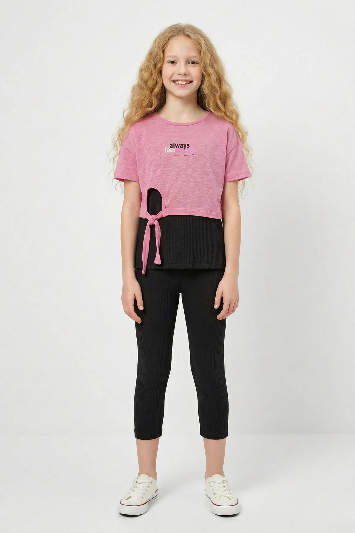 10-13 Yaş Sportive Girls Cooles Kız Çocuk 3'Lü Takım-Pembe
