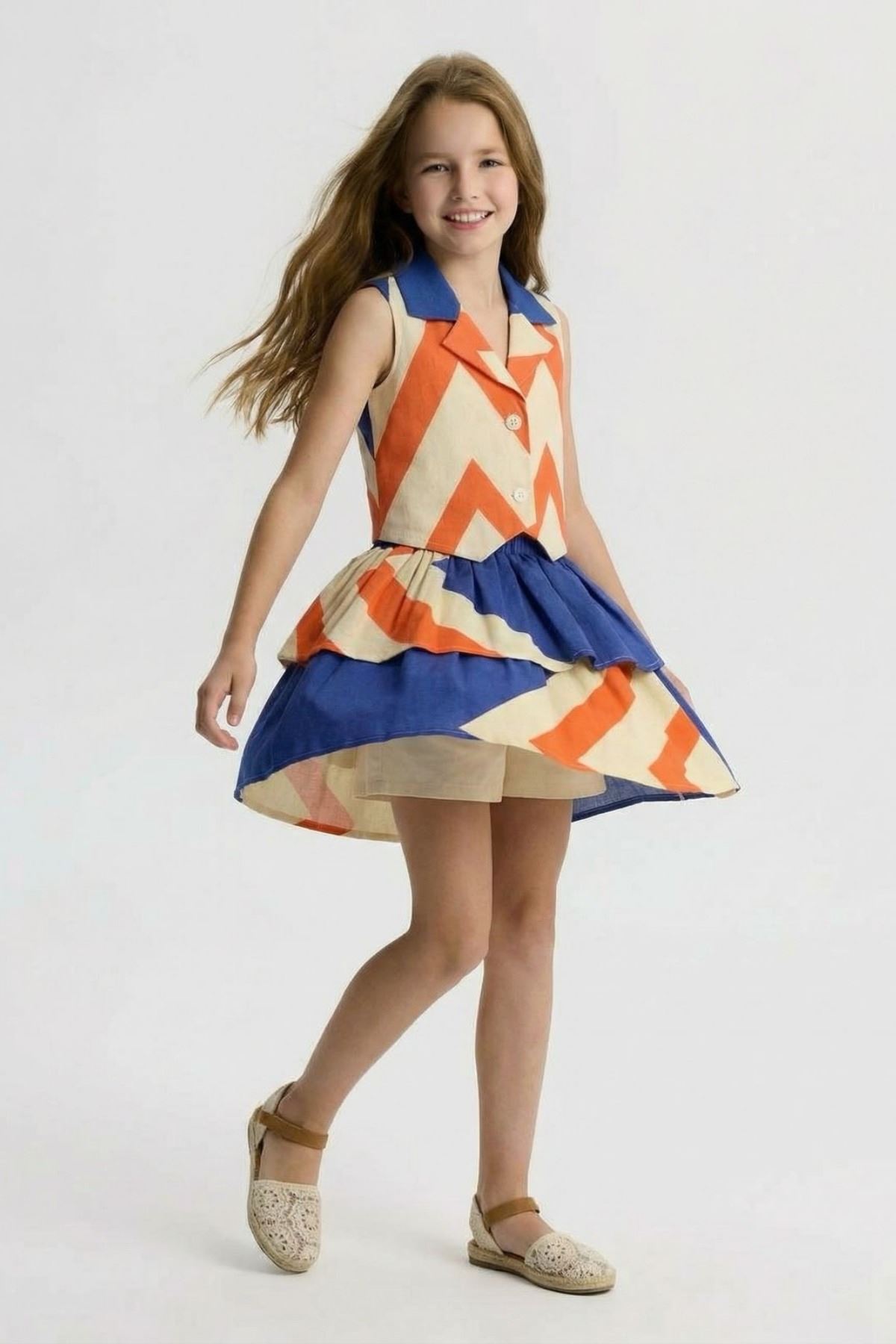 4-14 Yaş Êloise Designer Kız Çocuk Şort Etekli Takım-Parlament