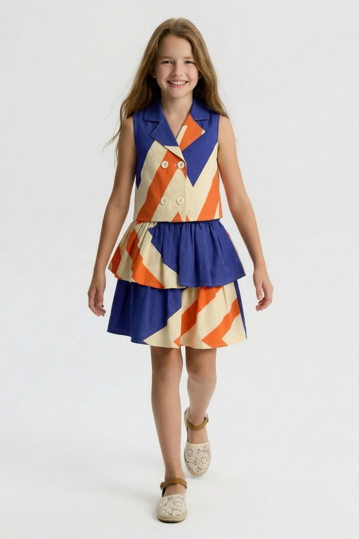 4-14 Yaş Êloise Designer Kız Çocuk Şort Etekli Takım-Parlament