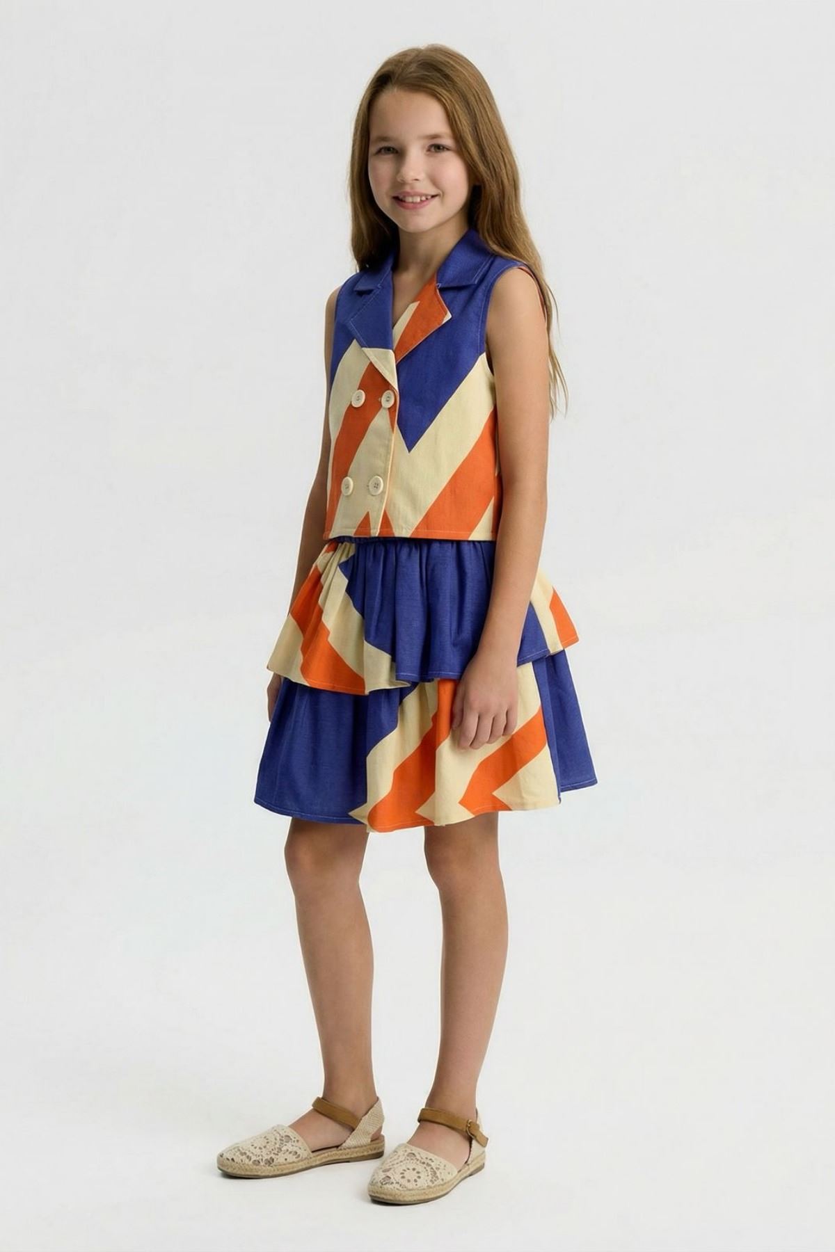 4-14 Yaş Êloise Designer Kız Çocuk Şort Etekli Takım-Parlament