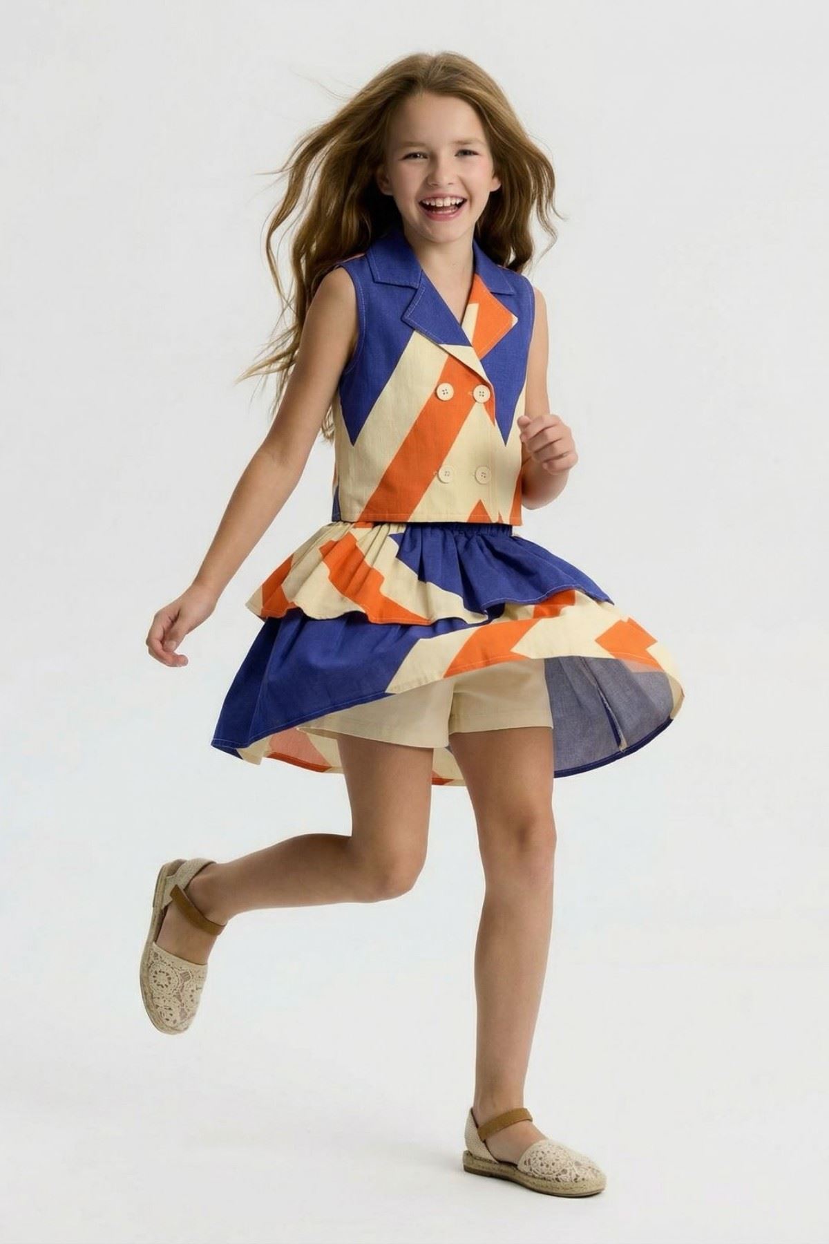 4-14 Yaş Êloise Designer Kız Çocuk Şort Etekli Takım-Parlament