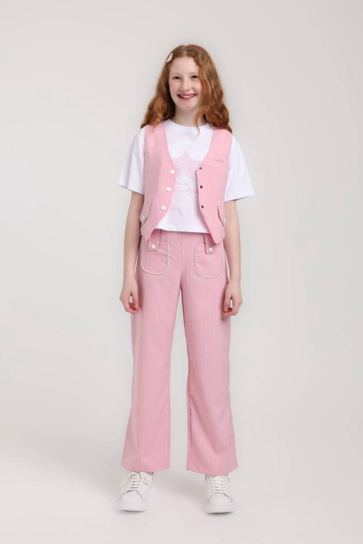 5-14 Yaş Aria Liora Kız Çocuk Takım-Pembe