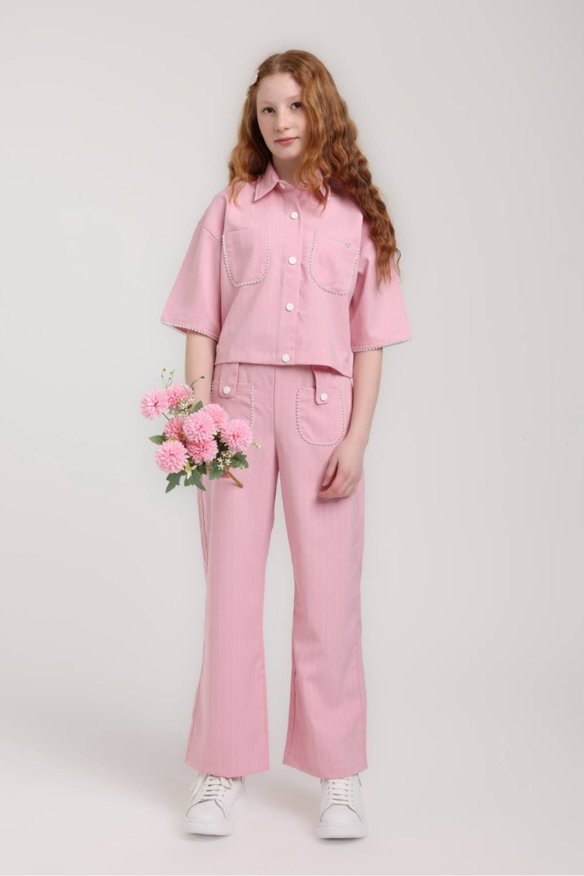 5-14 Yaş Mila Flora Kız Çocuk Takım-Pembe