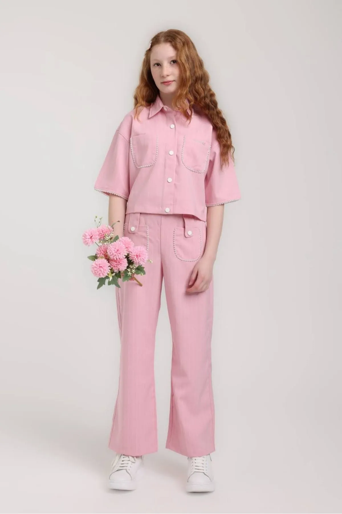 5-14 Yaş Mila Flora Kız Çocuk Takım-Pembe